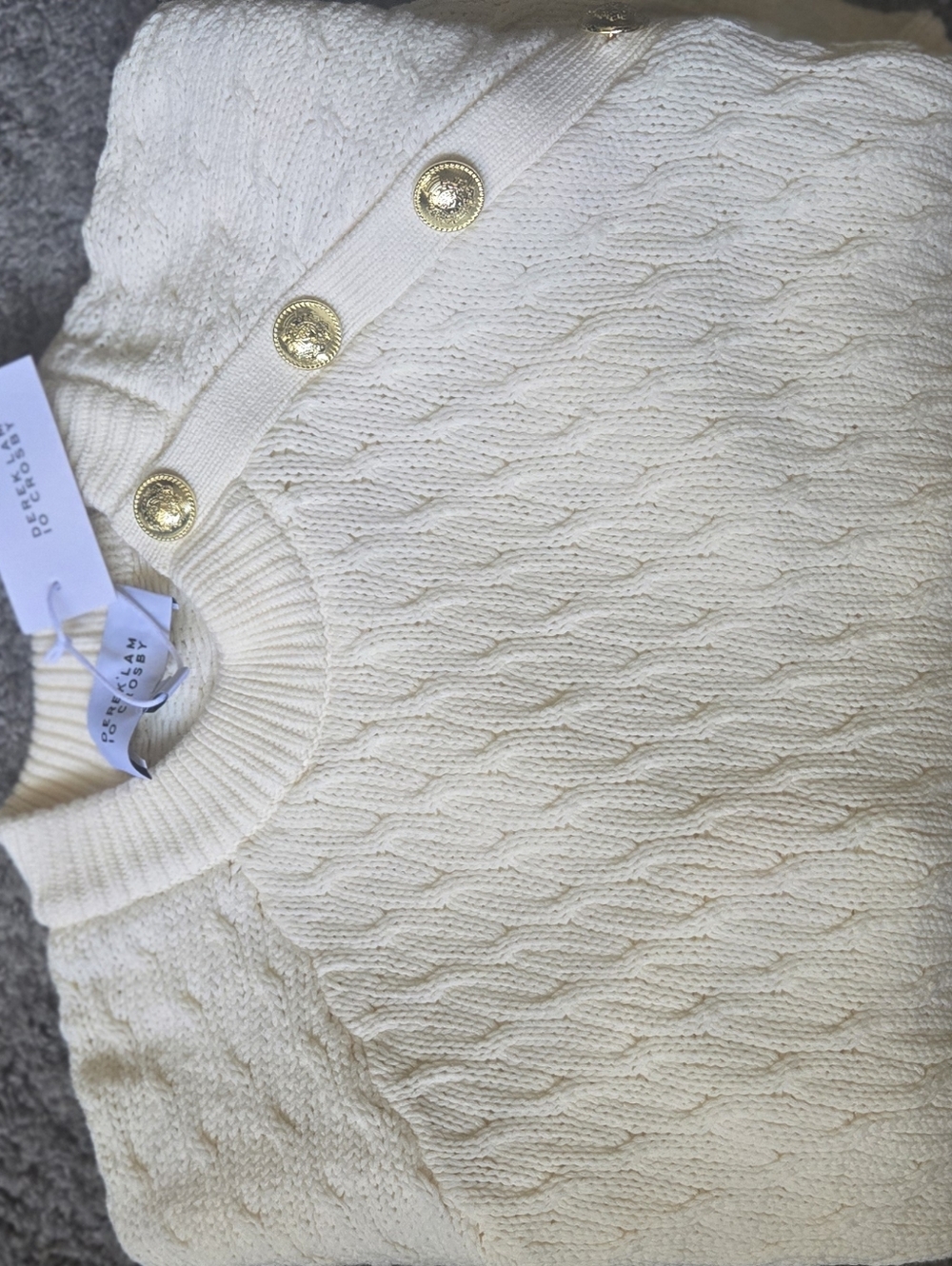 10 Crosby Derek Lam Ivory Knit Sweater with Gold Buttons